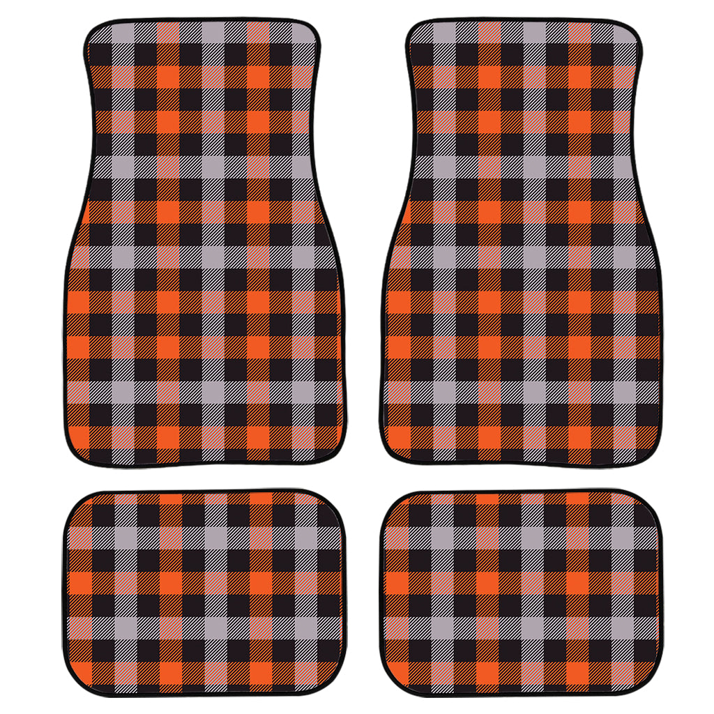 Halloween Buffalo Plaid Print Front and Back Car Floor Mats