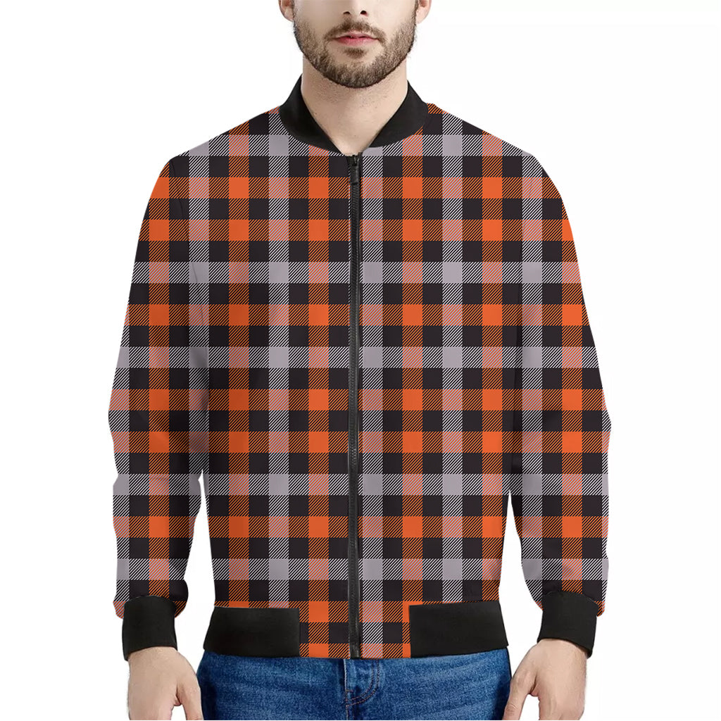 Halloween Buffalo Plaid Print Men's Bomber Jacket