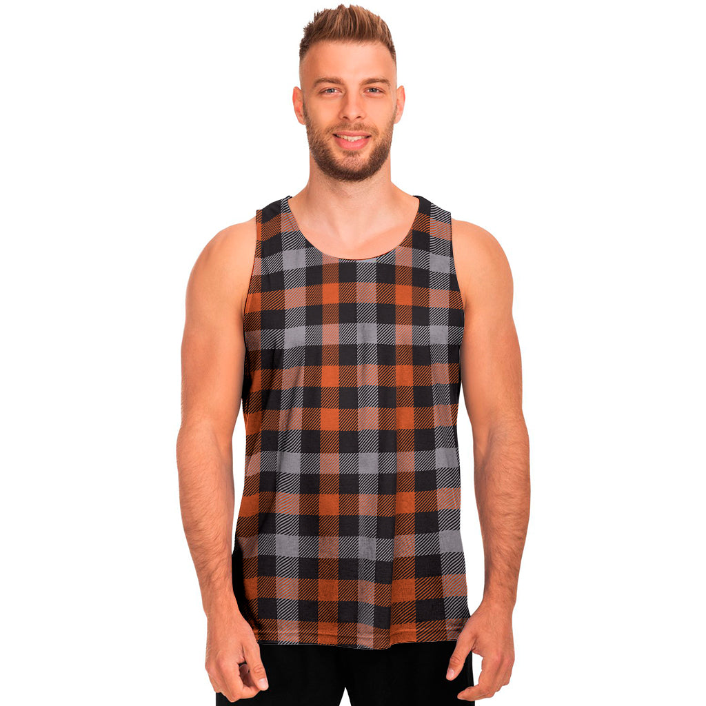 Halloween Buffalo Plaid Print Men's Tank Top