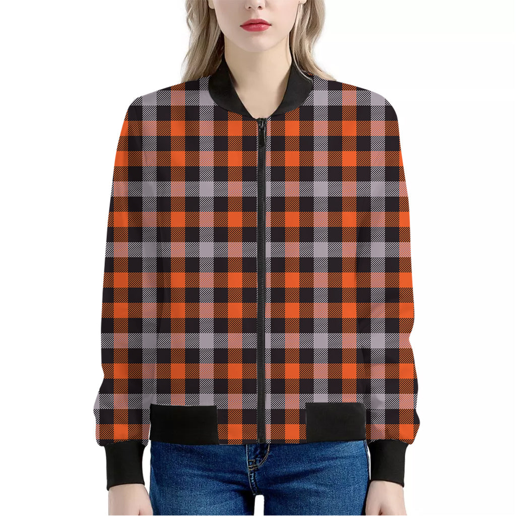 Halloween Buffalo Plaid Print Women's Bomber Jacket