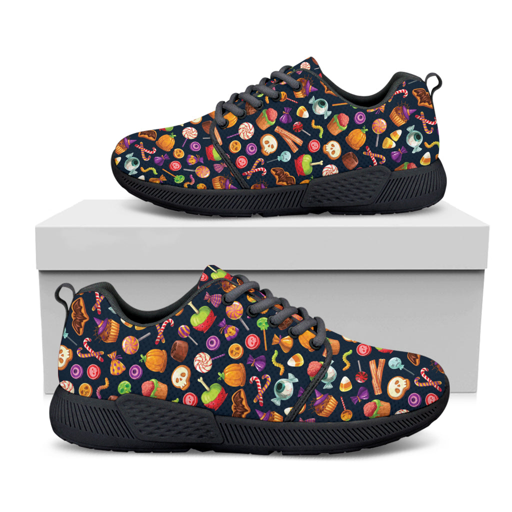 Halloween Candy Pattern Print Black Athletic Shoes