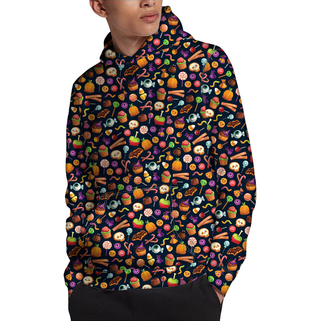 Halloween Candy Pattern Print Pullover Hoodie