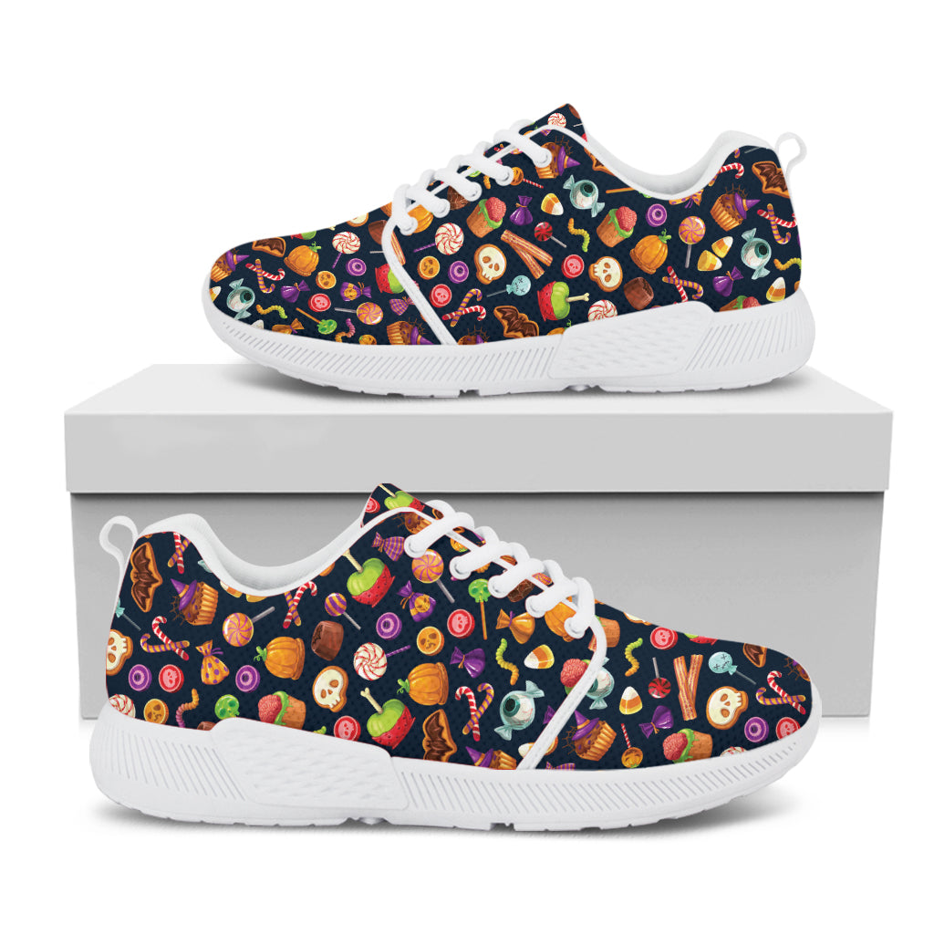 Halloween Candy Pattern Print White Athletic Shoes