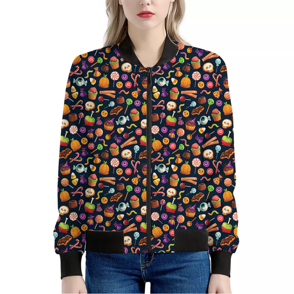 Halloween Candy Pattern Print Women's Bomber Jacket