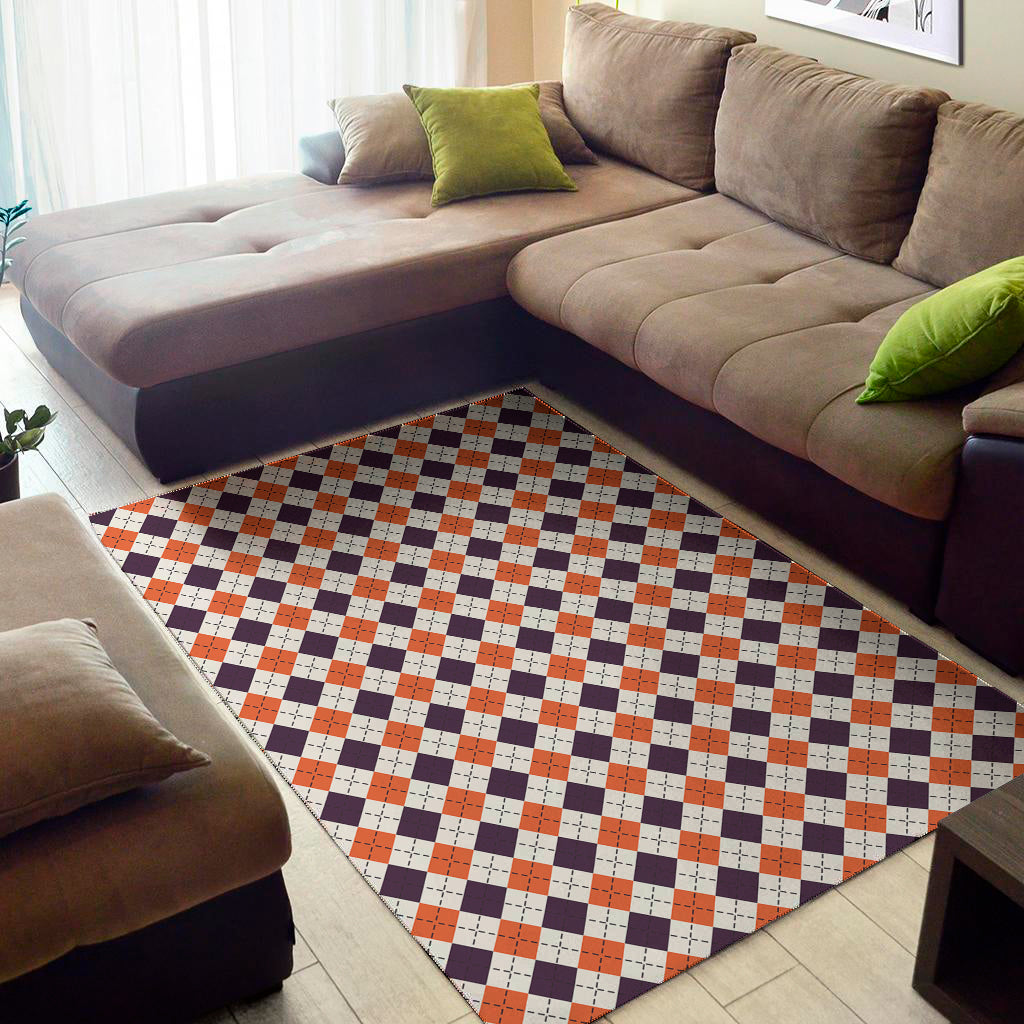 Halloween Checked Pattern Print Area Rug