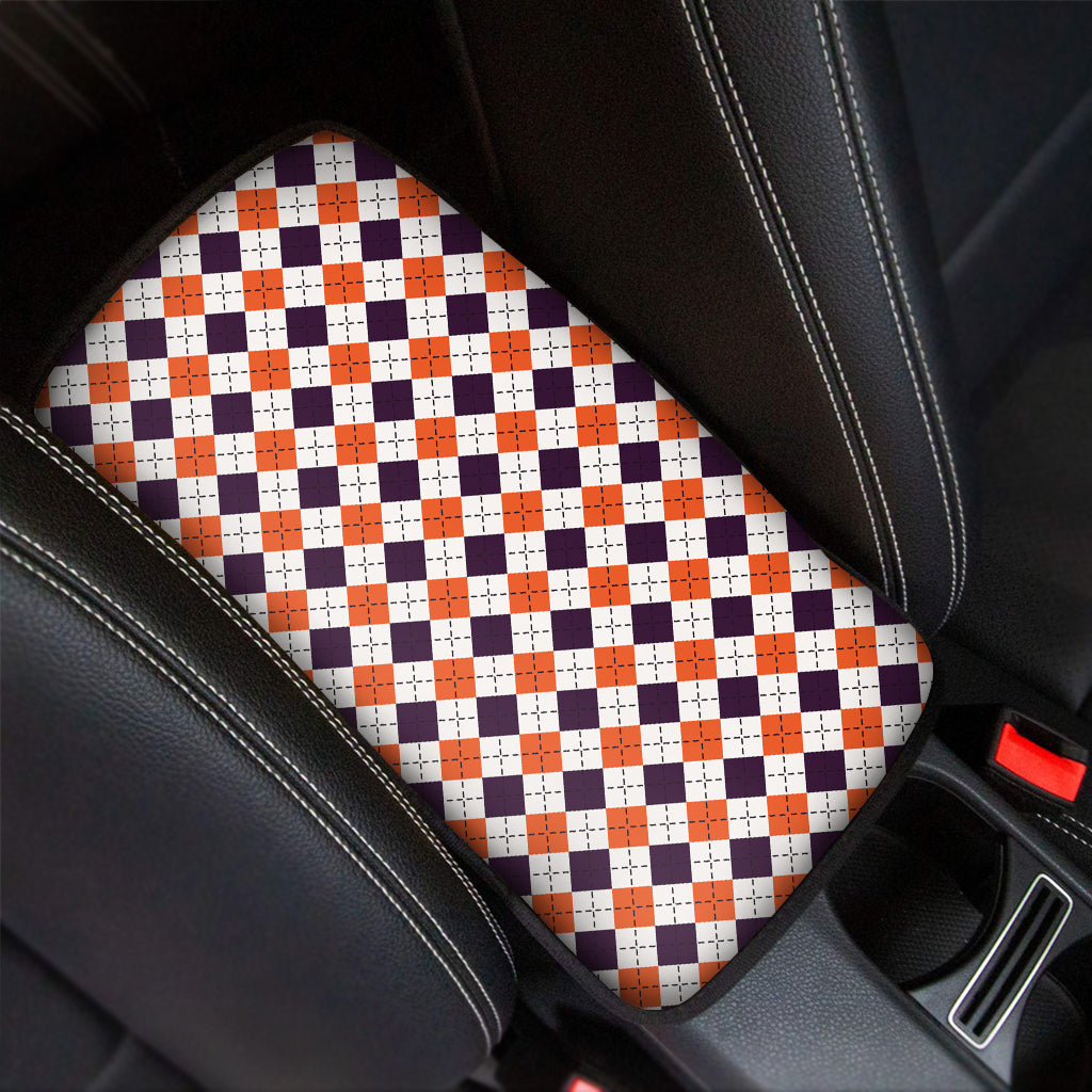 Halloween Checked Pattern Print Car Center Console Cover