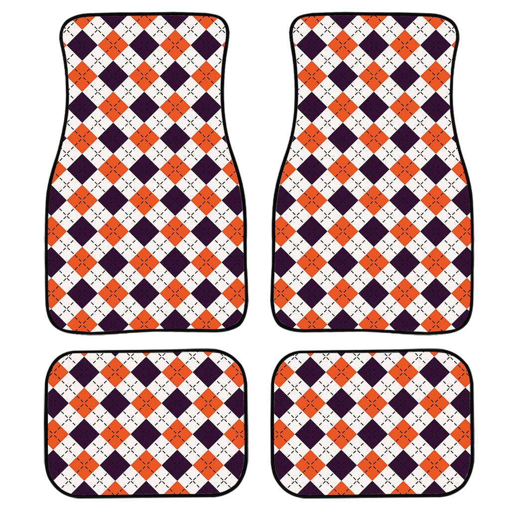 Halloween Checked Pattern Print Front and Back Car Floor Mats