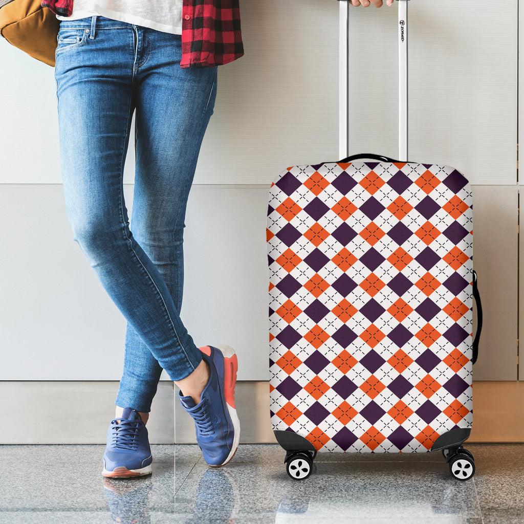 Halloween Checked Pattern Print Luggage Cover