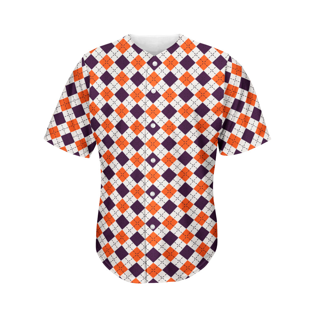 Halloween Checked Pattern Print Men's Baseball Jersey