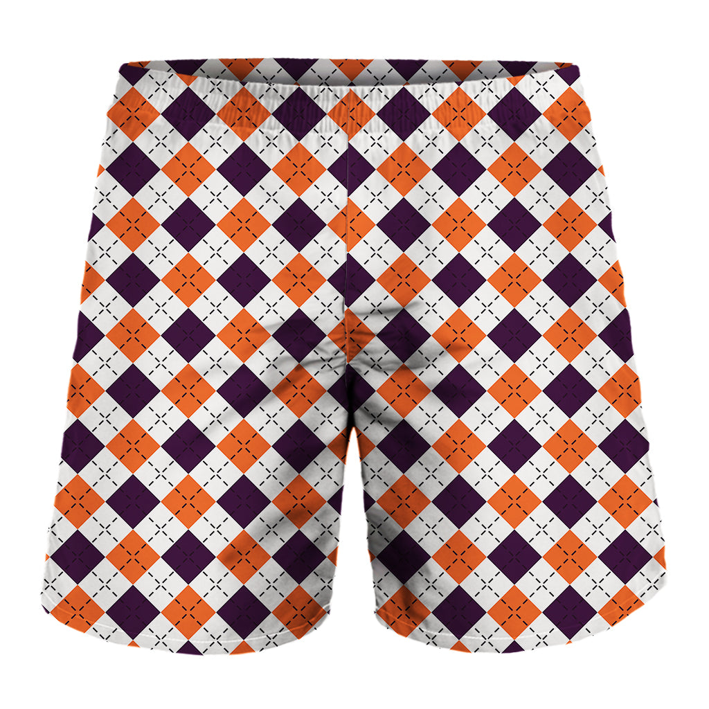 Halloween Checked Pattern Print Men's Shorts