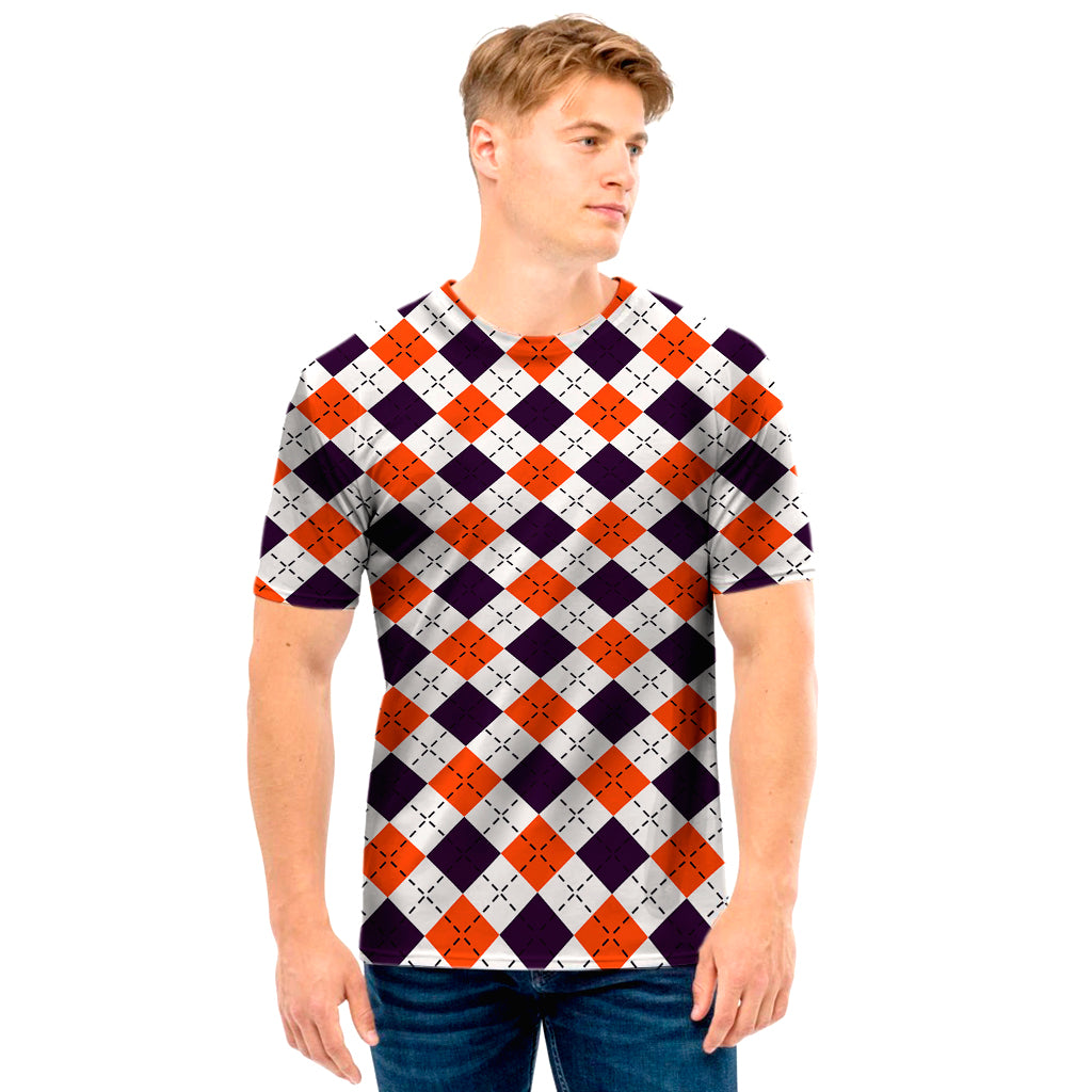 Halloween Checked Pattern Print Men's T-Shirt