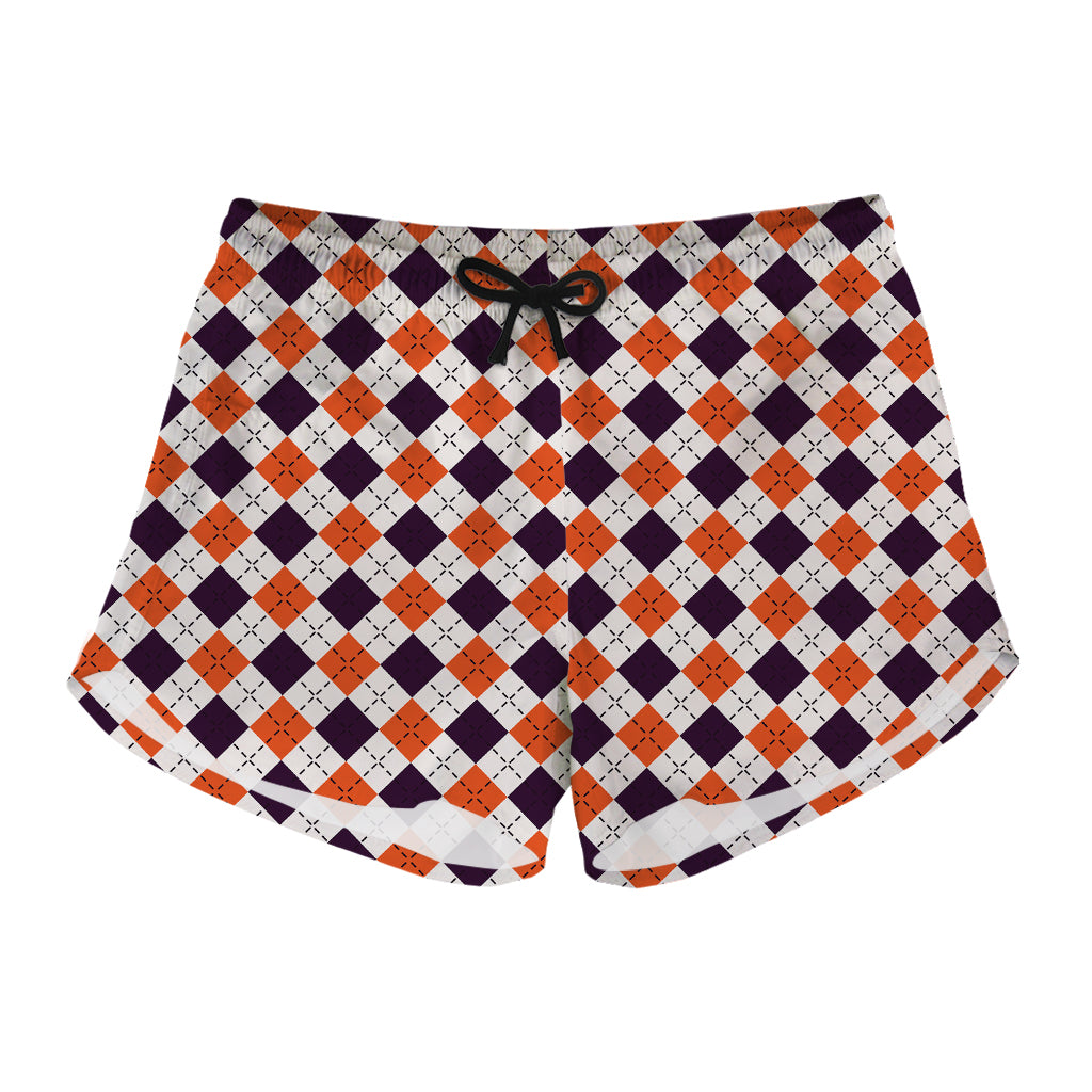 Halloween Checked Pattern Print Women's Shorts