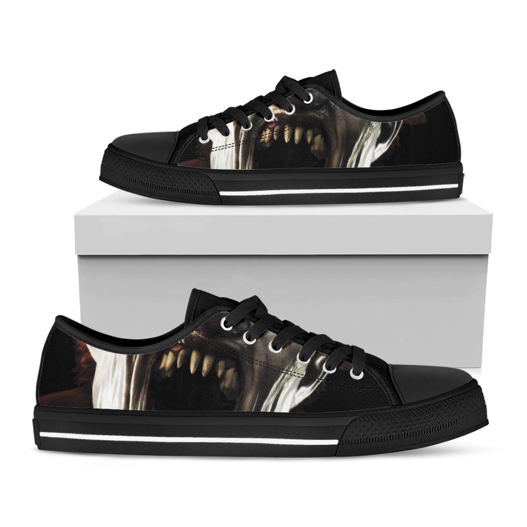 Halloween Clown Print Black Low Top Shoes