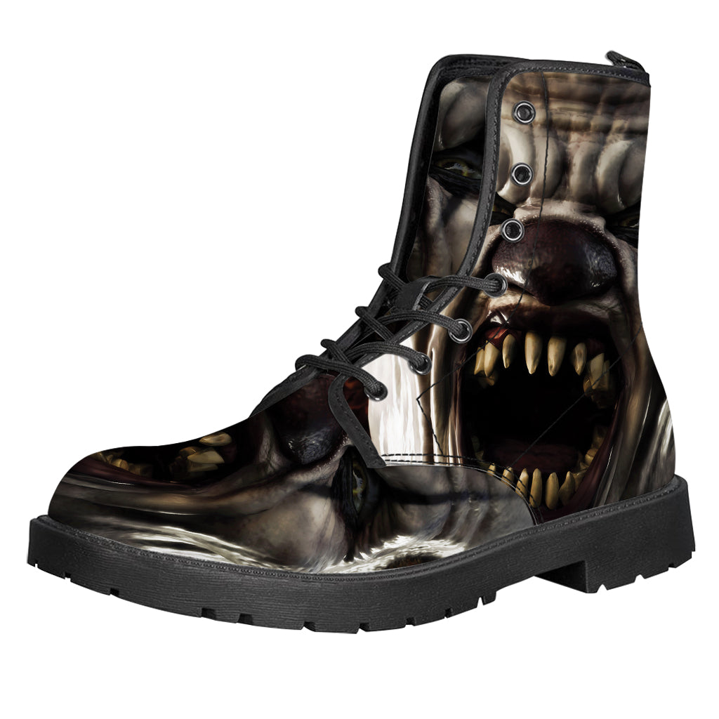 Halloween Clown Print Leather Boots