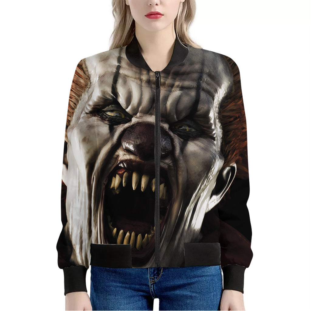 Halloween Clown Print Women's Bomber Jacket