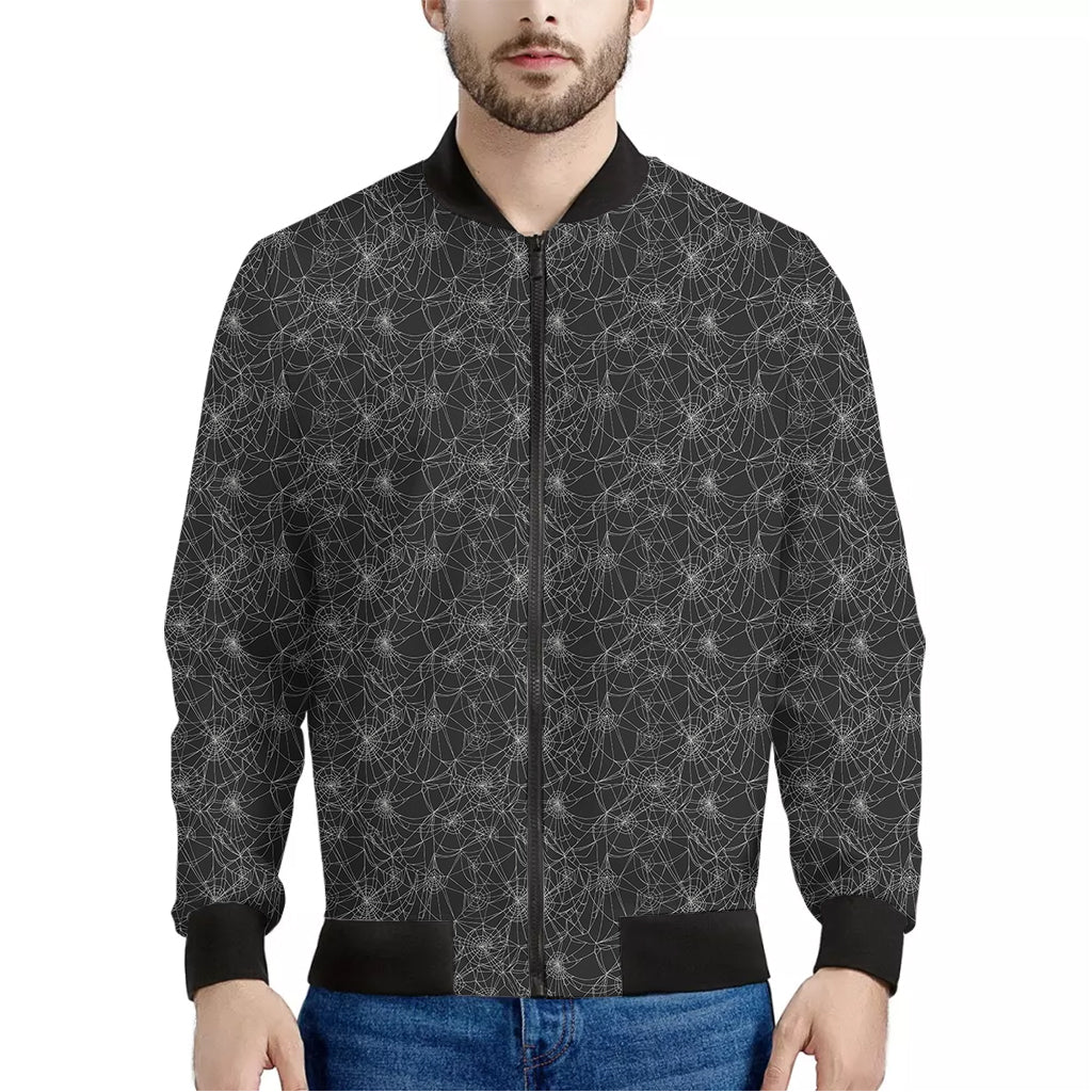 Halloween Cobweb Pattern Print Men's Bomber Jacket