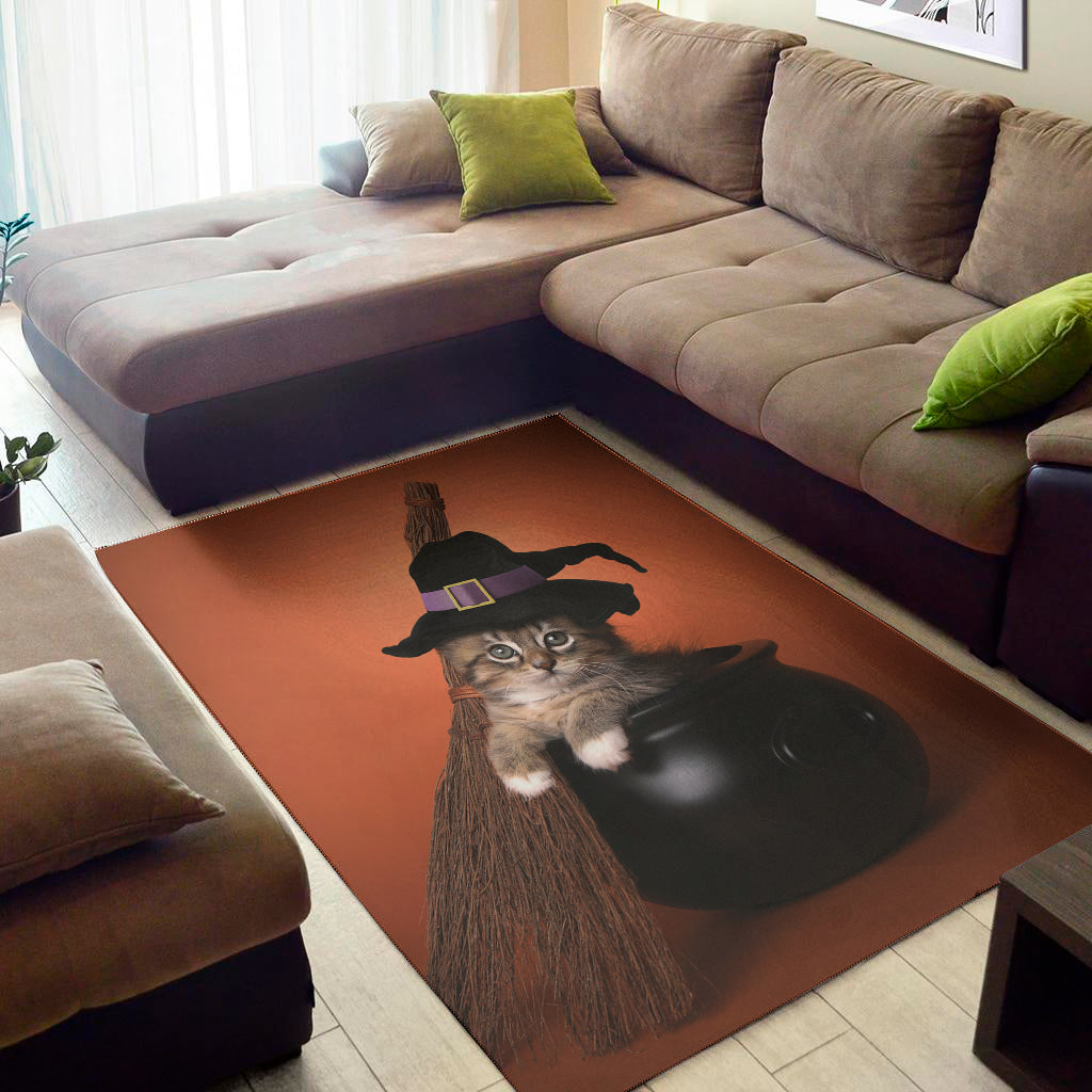 Halloween Cute Witch Cat Print Area Rug