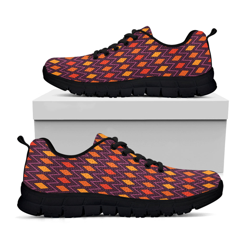 Halloween Diamond Shape Pattern Print Black Sneakers