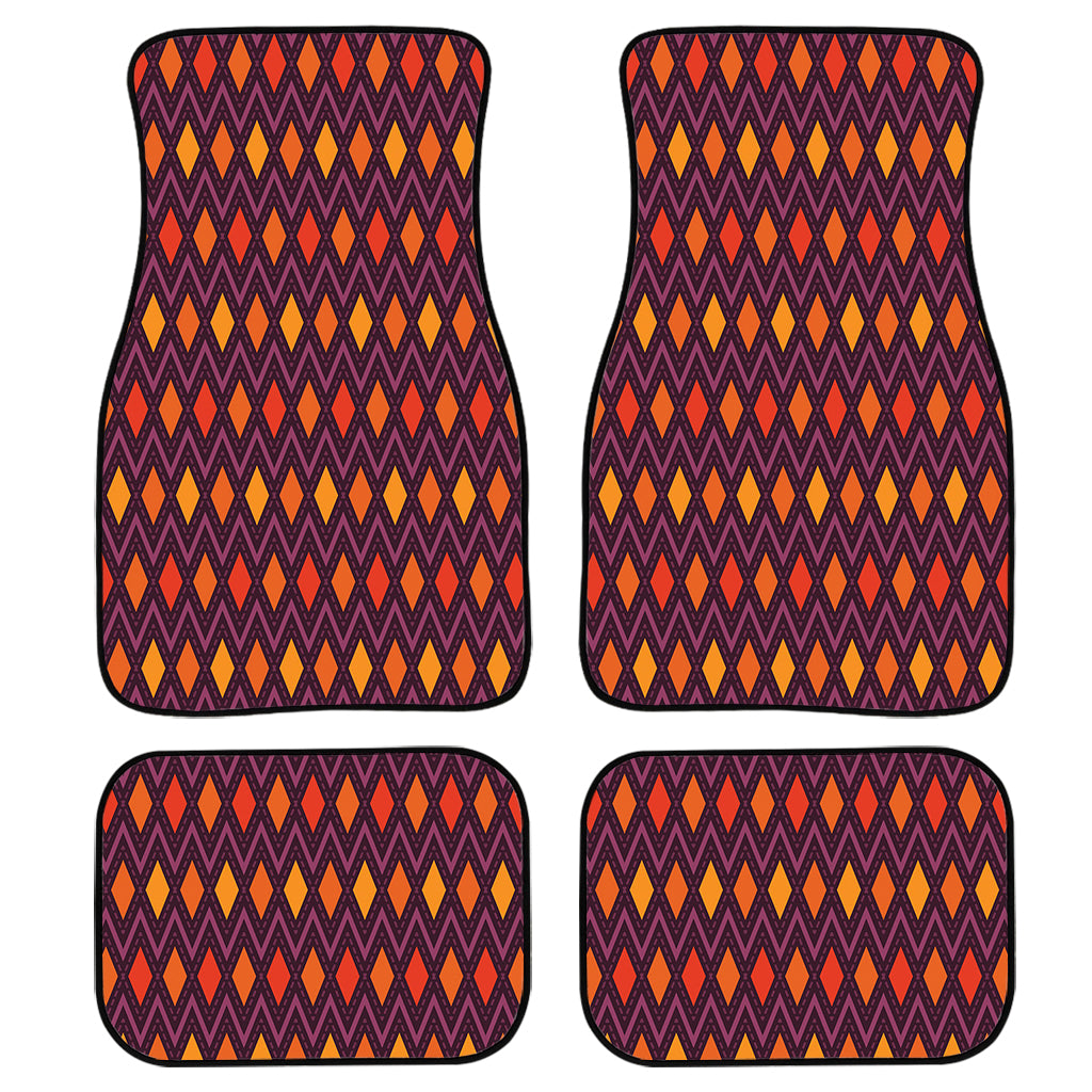 Halloween Diamond Shape Pattern Print Front and Back Car Floor Mats