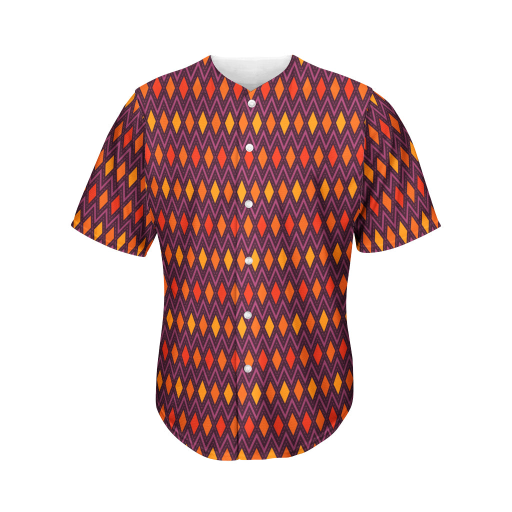 Halloween Diamond Shape Pattern Print Men's Baseball Jersey