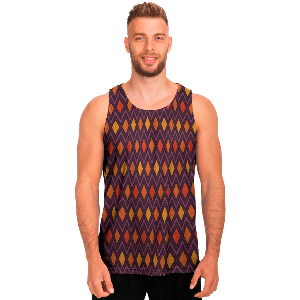 Halloween Diamond Shape Pattern Print Men's Tank Top