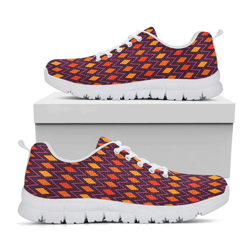 Halloween Diamond Shape Pattern Print White Sneakers