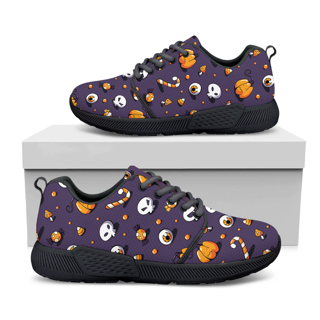 Halloween Eyeball Pattern Print Black Athletic Shoes