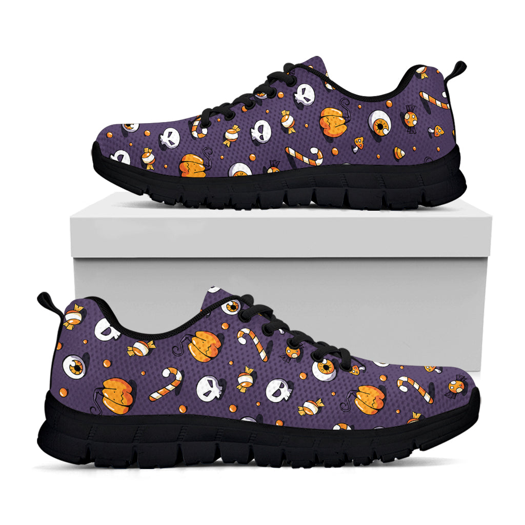 Halloween Eyeball Pattern Print Black Sneakers