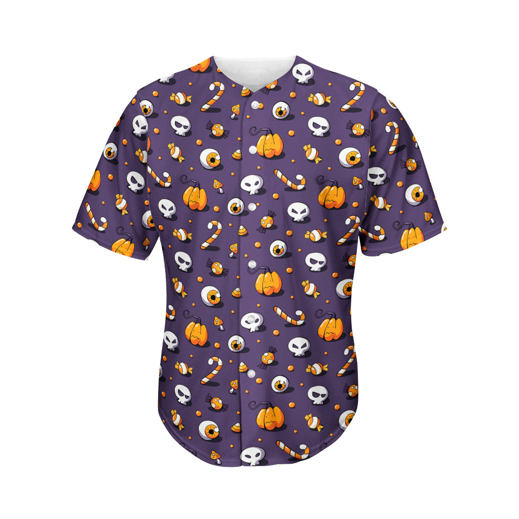 Halloween Eyeball Pattern Print Men's Baseball Jersey