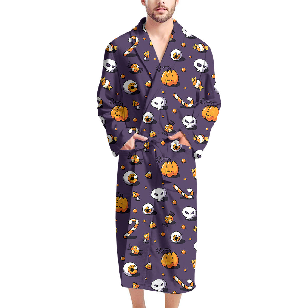 Halloween Eyeball Pattern Print Men's Bathrobe