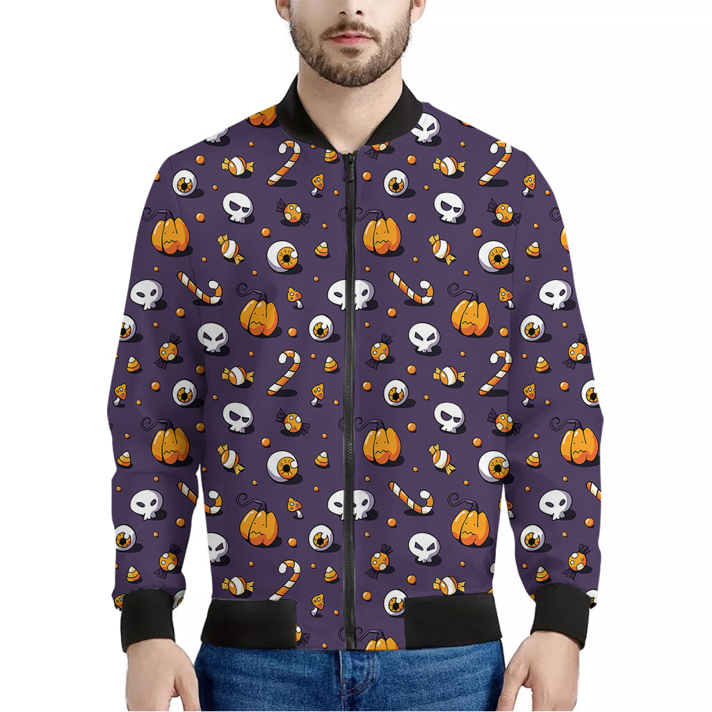 Halloween Eyeball Pattern Print Men's Bomber Jacket