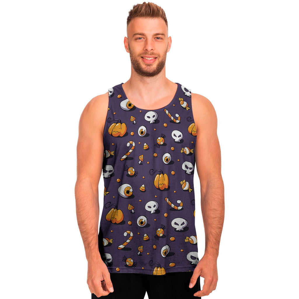 Halloween Eyeball Pattern Print Men's Tank Top