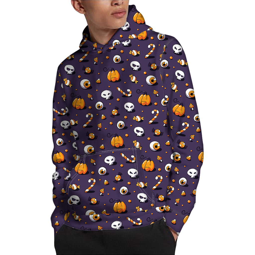 Halloween Eyeball Pattern Print Pullover Hoodie