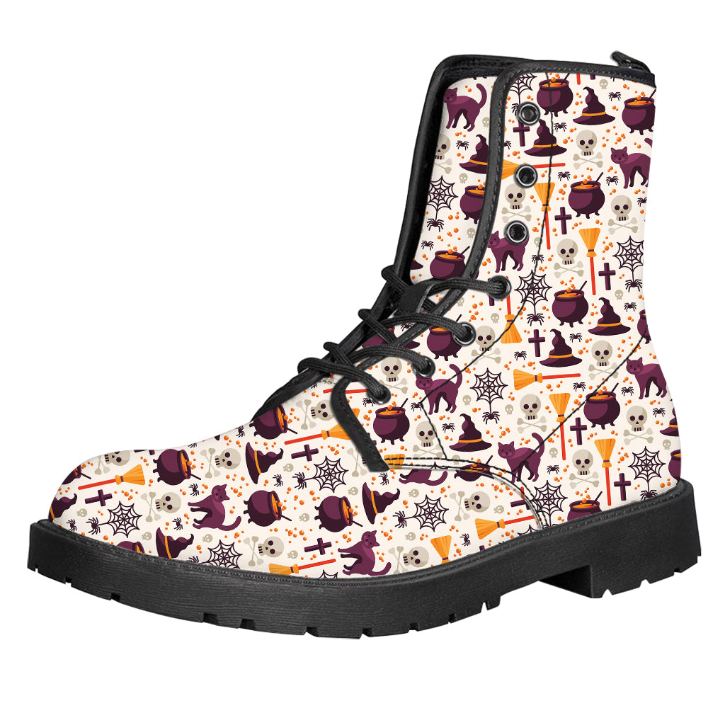 Halloween Festival Pattern Print Leather Boots