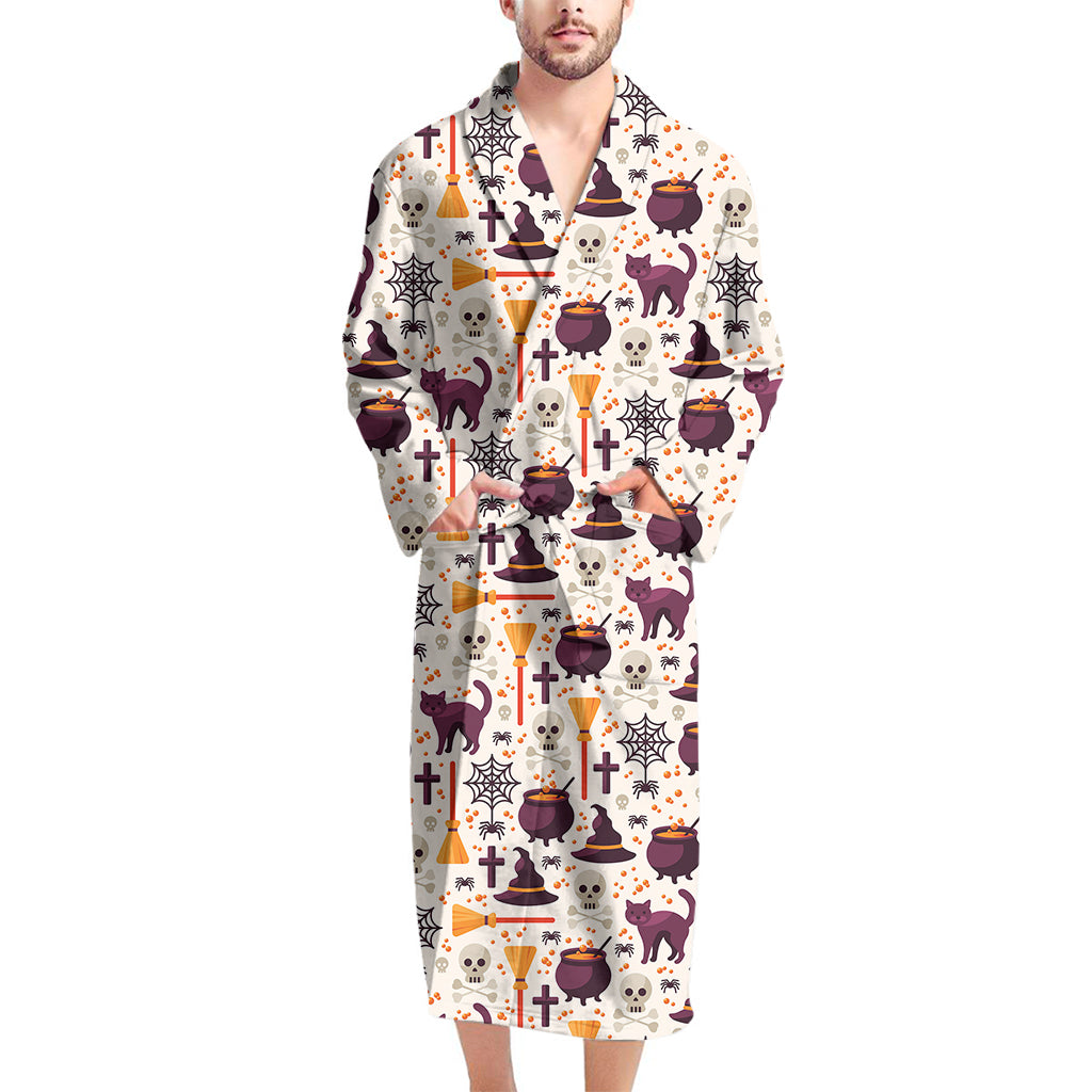 Halloween Festival Pattern Print Men's Bathrobe