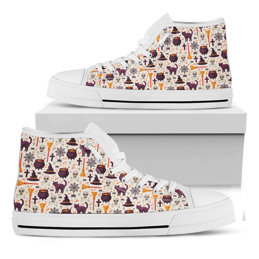 Halloween Festival Pattern Print White High Top Shoes