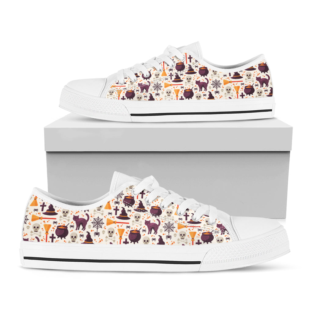 Halloween Festival Pattern Print White Low Top Shoes