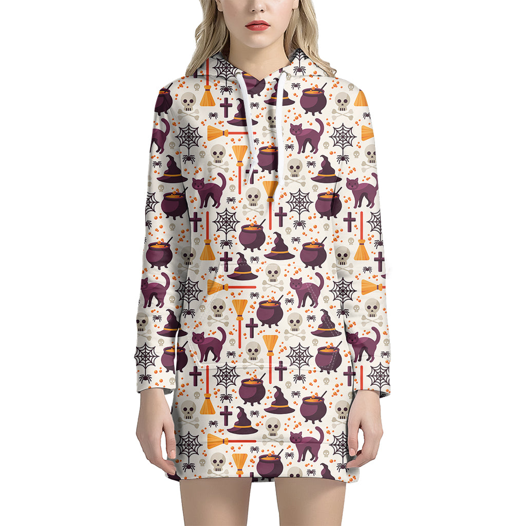 Halloween Festival Pattern Print Women's Pullover Hoodie Dress