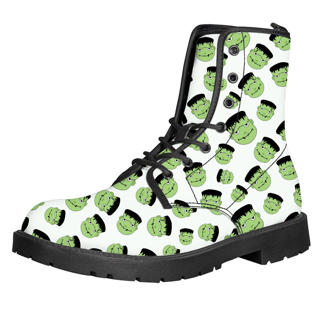 Halloween Frankenstein Pattern Print Leather Boots