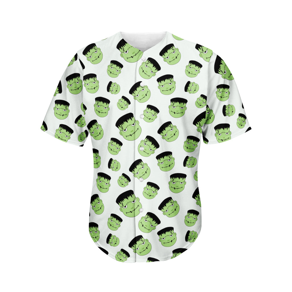 Halloween Frankenstein Pattern Print Men's Baseball Jersey