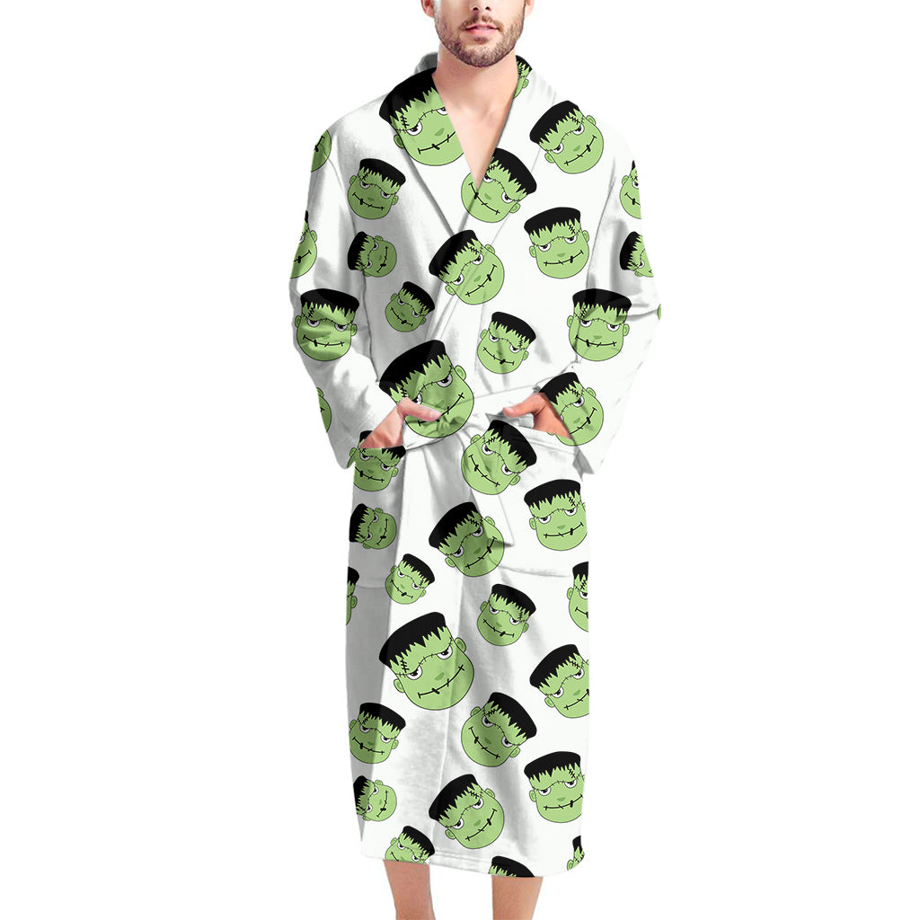 Halloween Frankenstein Pattern Print Men's Bathrobe