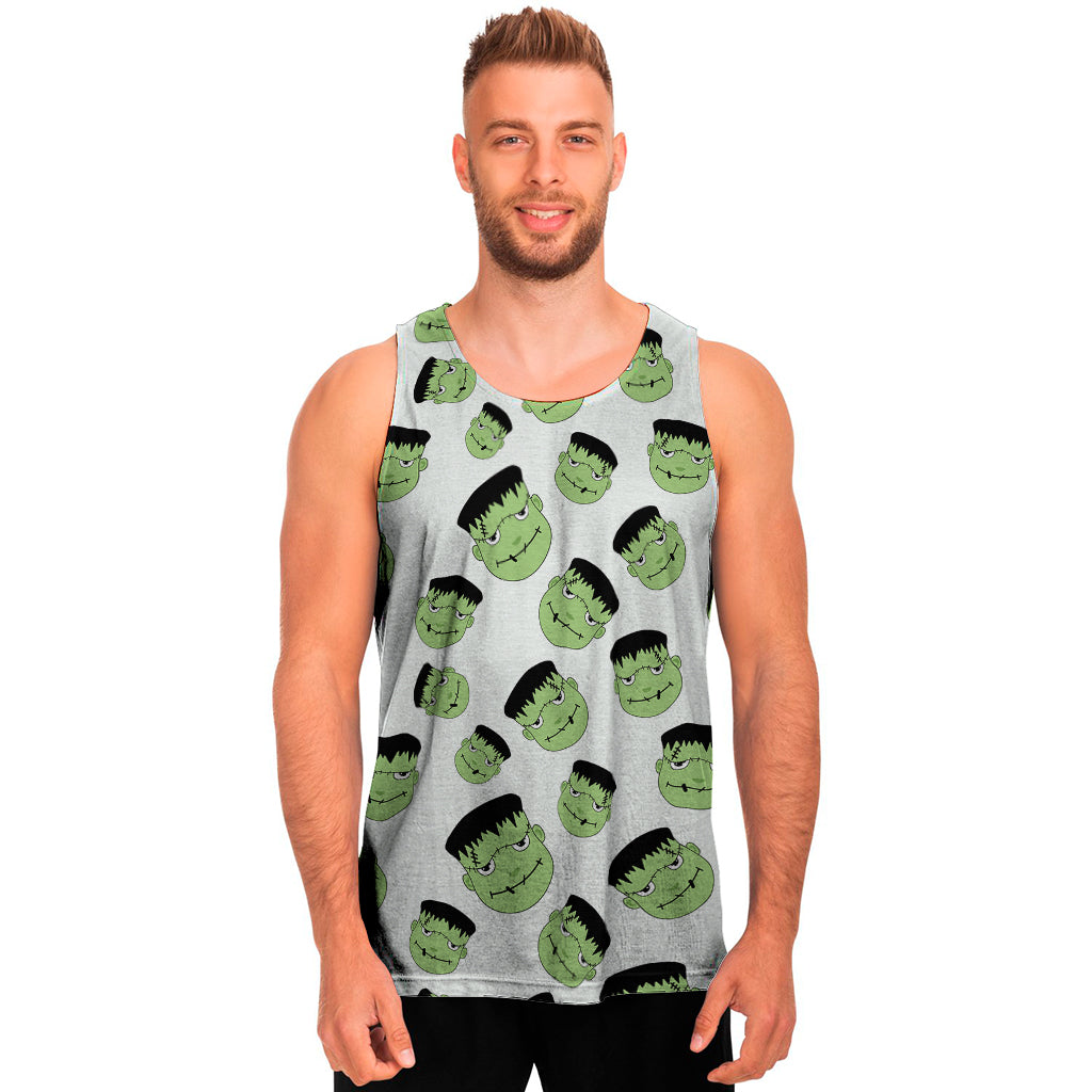 Halloween Frankenstein Pattern Print Men's Tank Top