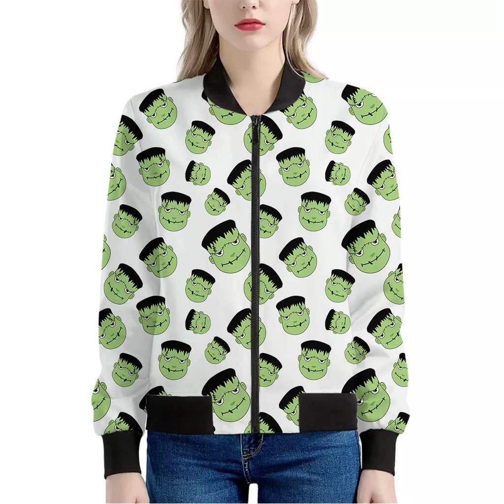 Halloween Frankenstein Pattern Print Women's Bomber Jacket