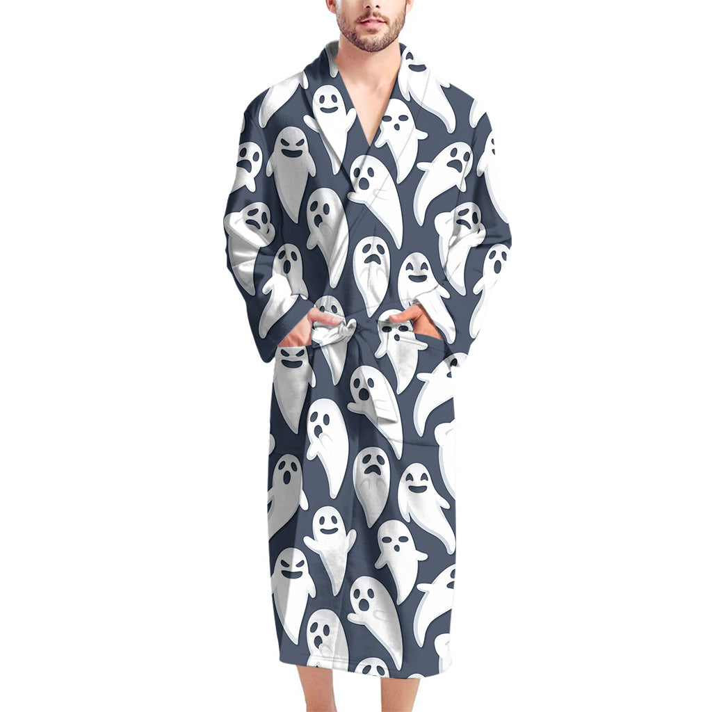 Halloween Ghost Pattern Print Men's Bathrobe