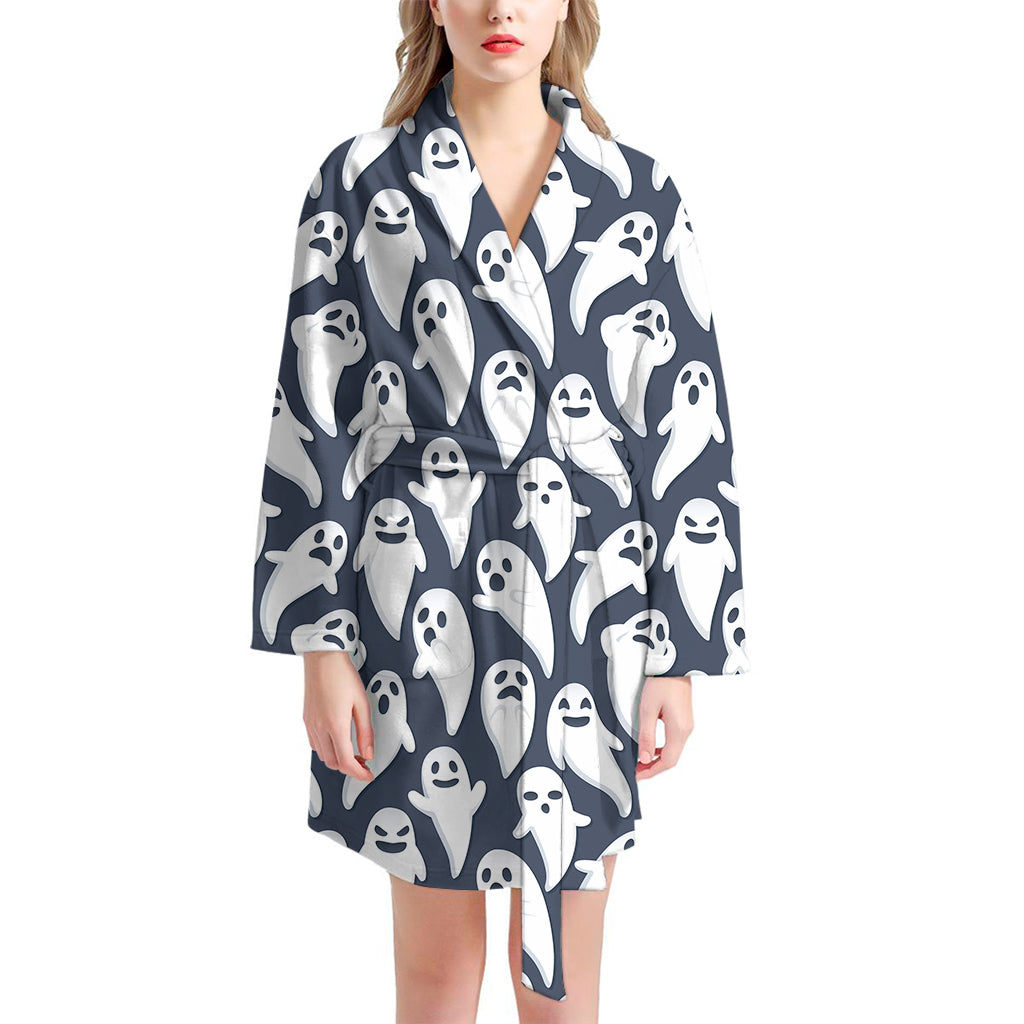 Halloween Ghost Pattern Print Women's Bathrobe