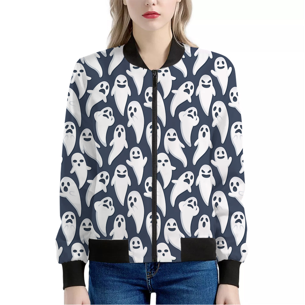 Halloween Ghost Pattern Print Women's Bomber Jacket