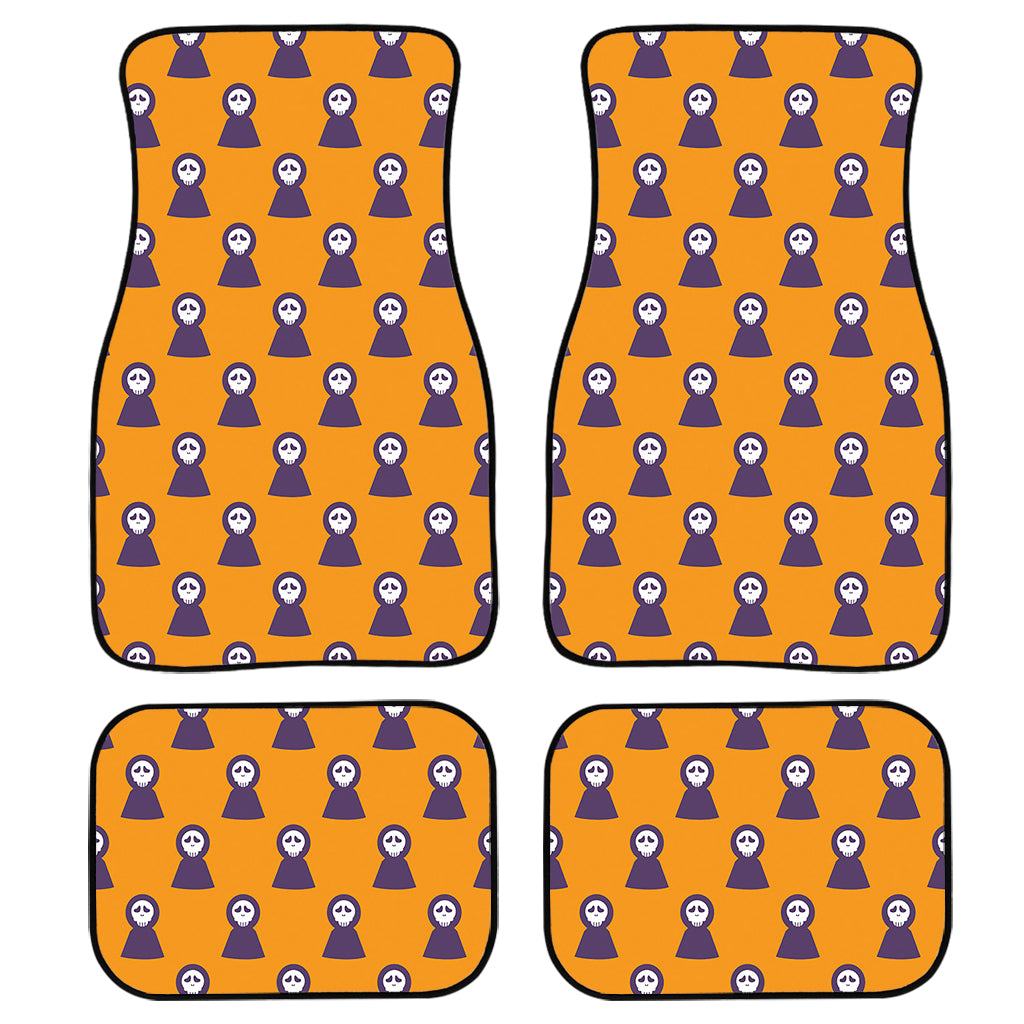 Halloween Grim Reaper Pattern Print Front and Back Car Floor Mats