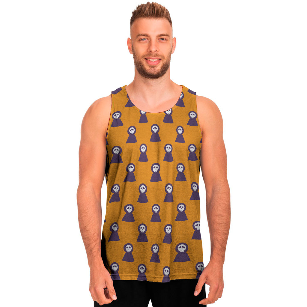 Halloween Grim Reaper Pattern Print Men's Tank Top