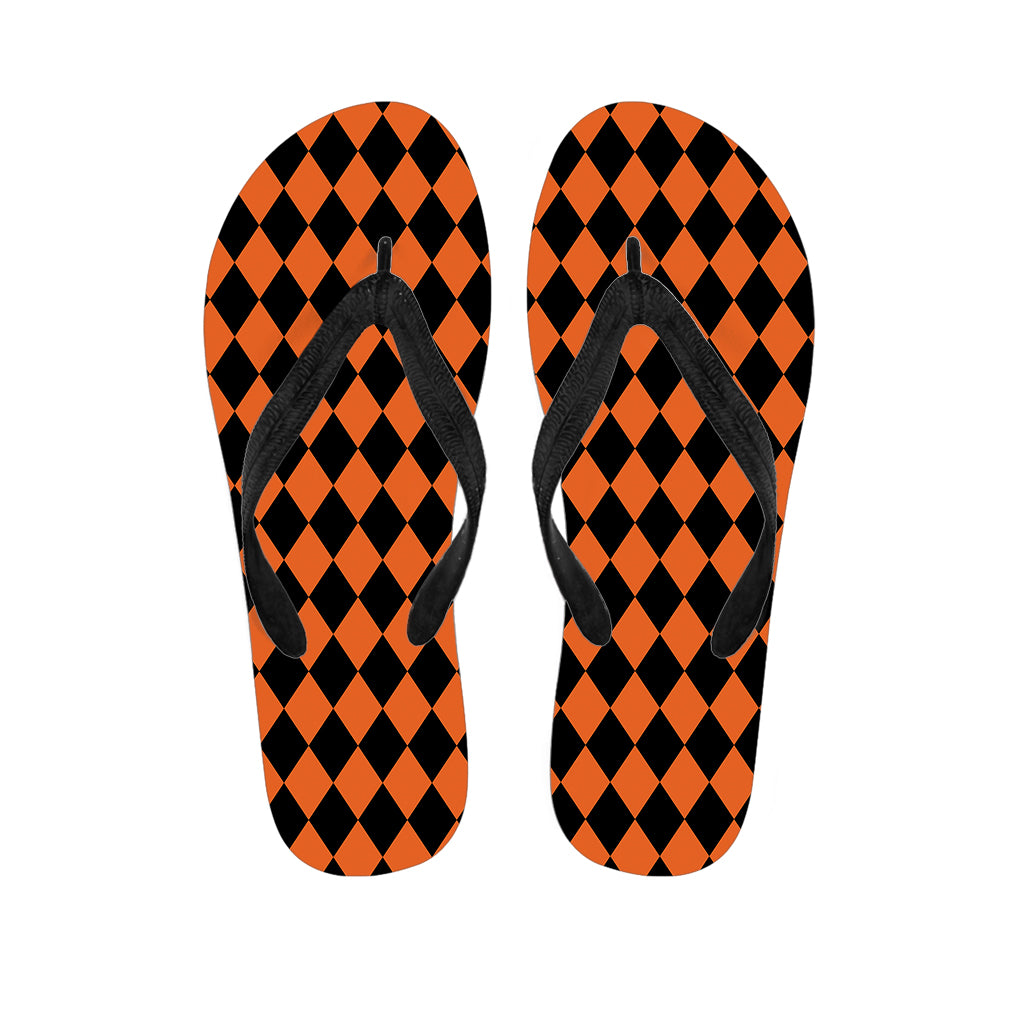 Halloween Harlequin Pattern Print Flip Flops