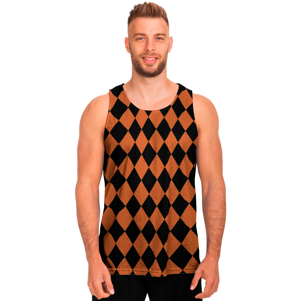 Halloween Harlequin Pattern Print Men's Tank Top